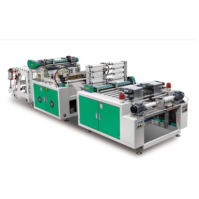 Dual channel continuous rolling bag making machine
